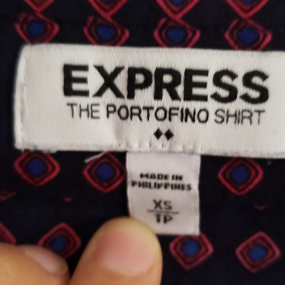 Express Geometric Navy Pattern Sheer Portofino XS - Picture 5 of 5